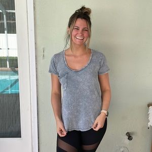 Grey Scoop Neck Tee Shirt